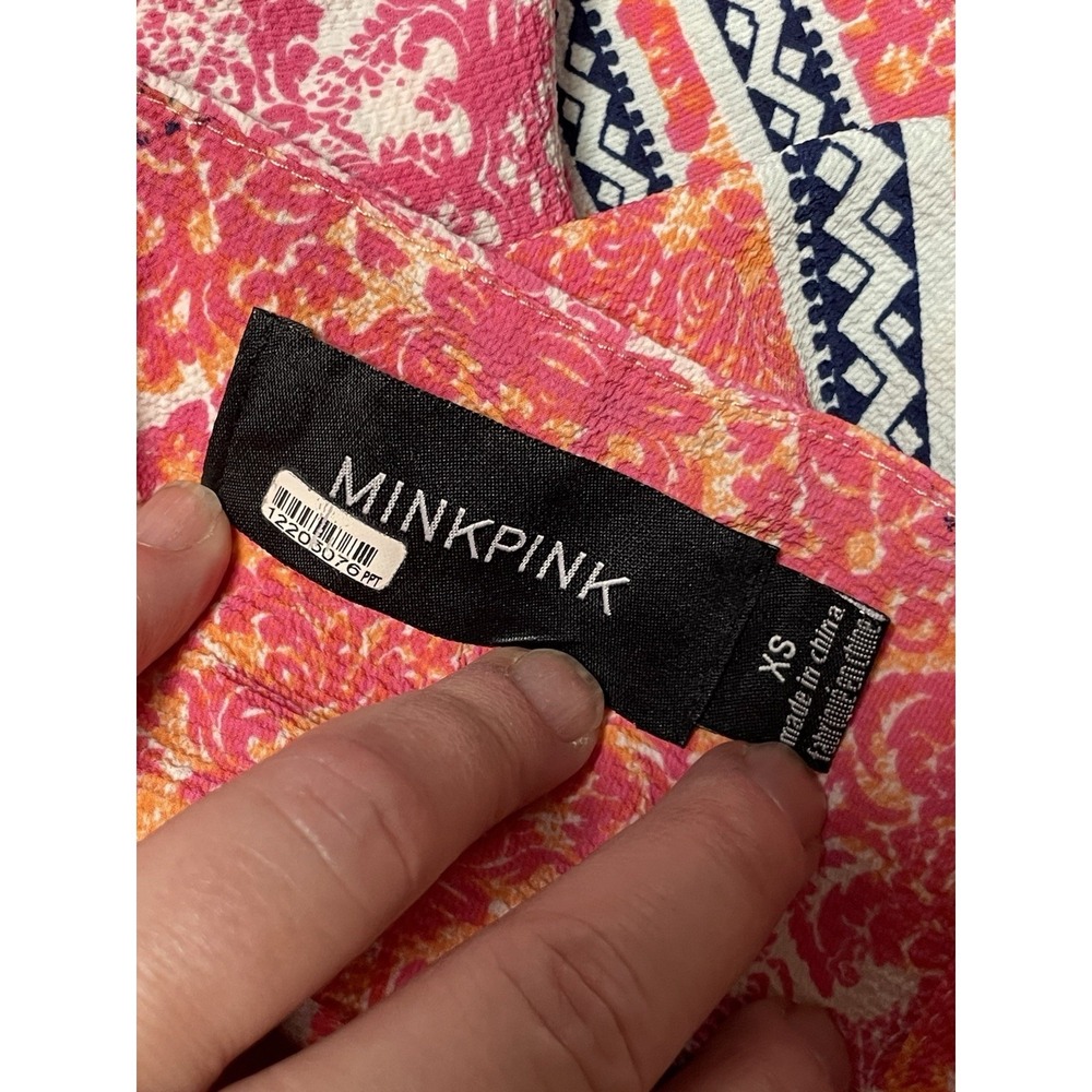 MinkPink Eastern Aztec Pink‎ Black Print Maxi Dress XS elastic waist - Picture 6 of 8